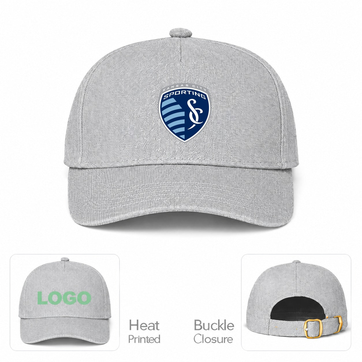Sporting Kansas City FC Dad Baseball Cap Hat - Gray