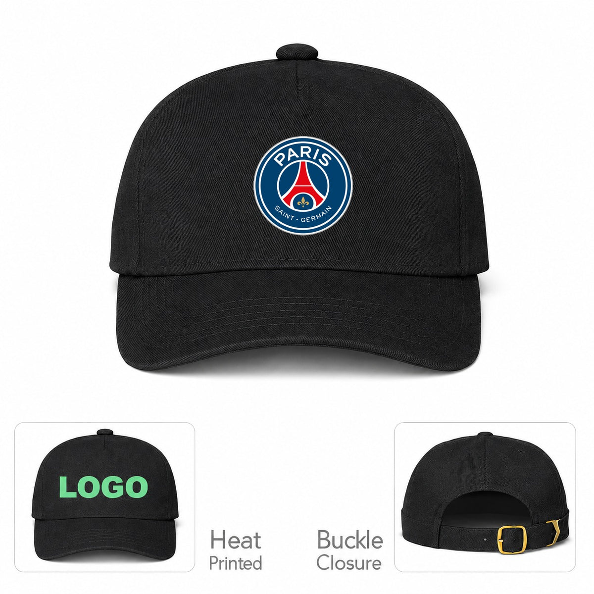 Paris Saint-Germain Soccer Dad Baseball Cap Hat - Black