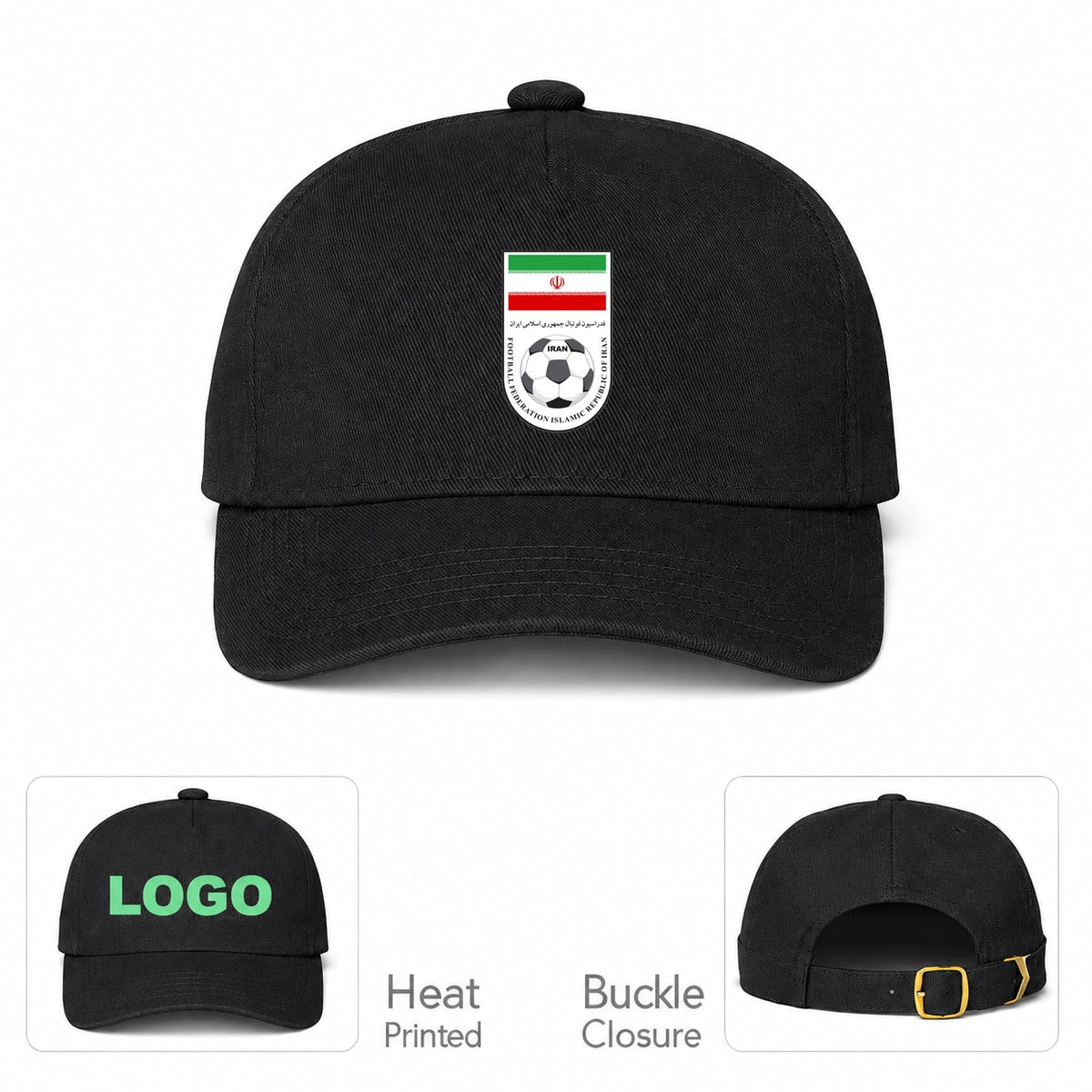Iran National Soccer Team Dad Baseball Cap Hat - Black