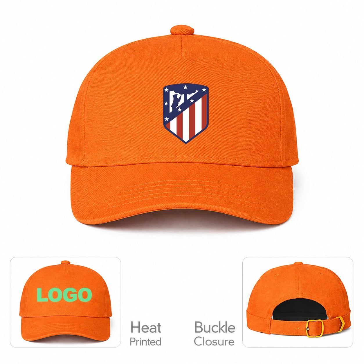 Atletico Madrid FC Dad Baseball Cap Hat - Orange