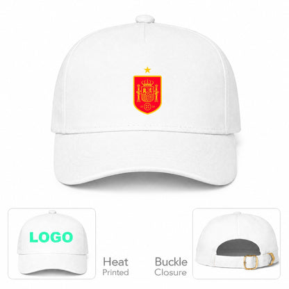 Spain Red Logo National Soccer Team Dad Baseball Cap Hat - White