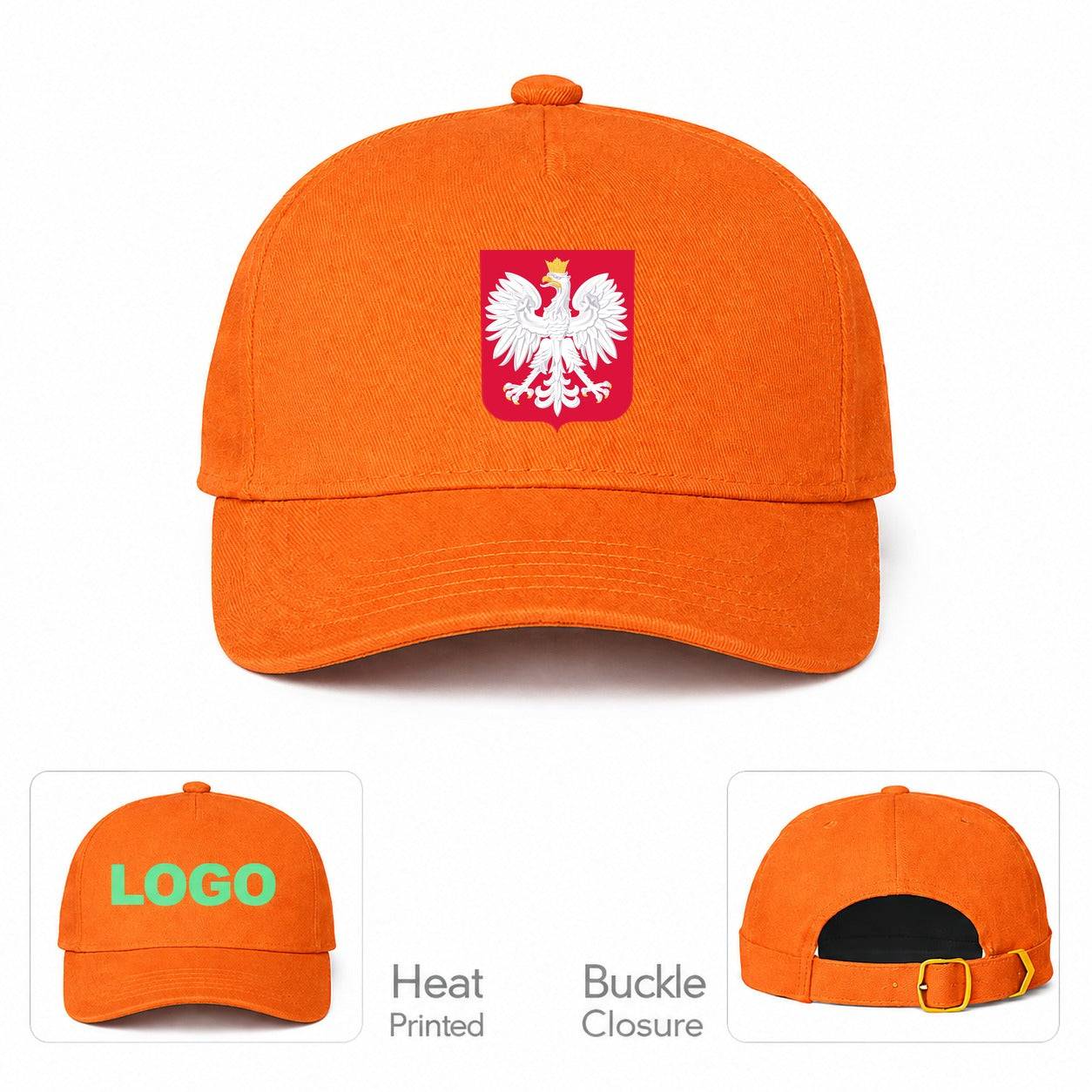 Poland National Soccer Team Dad Baseball Cap Hat - Orange