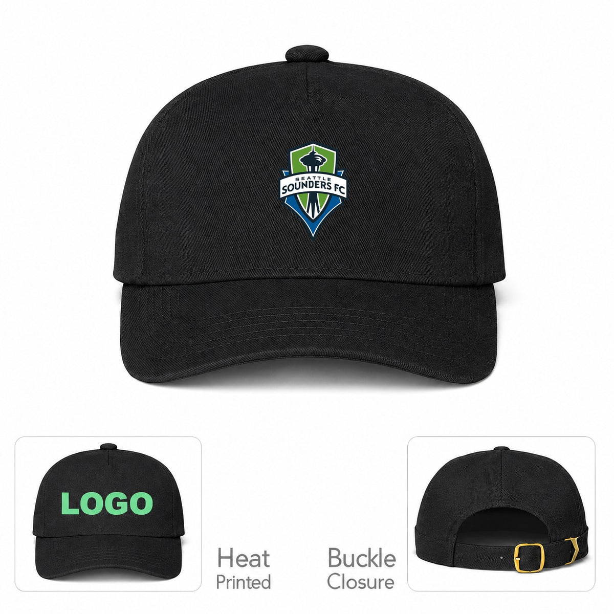 Seattle Sounders FC Dad Baseball Cap Hat - Black