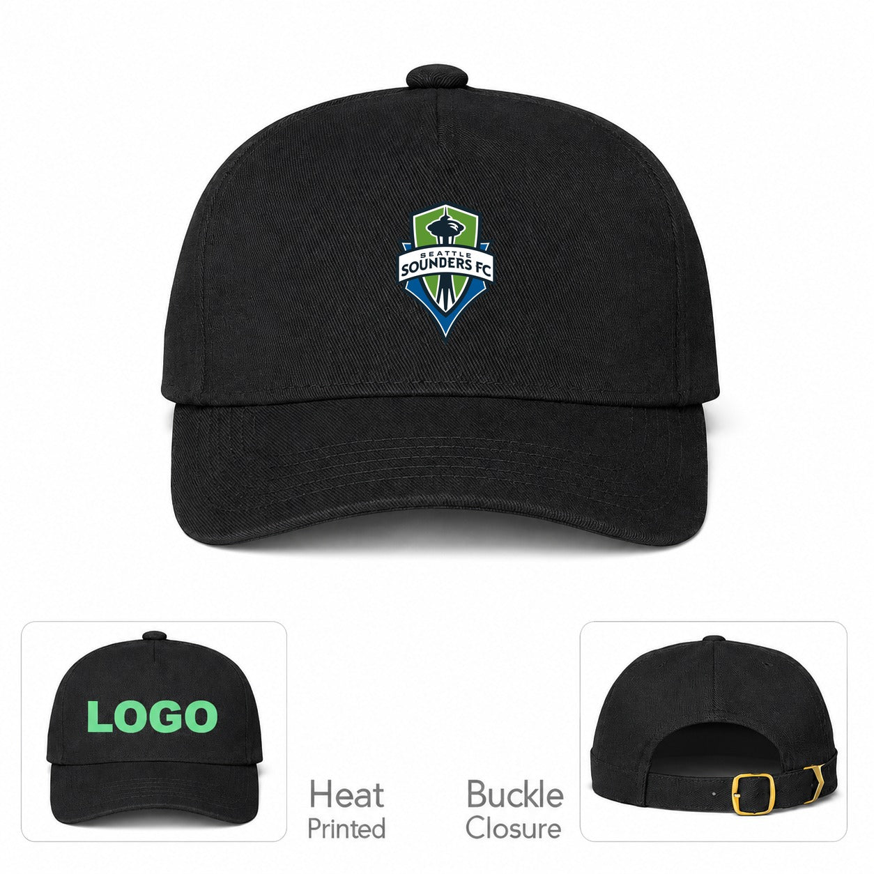 Seattle Sounders FC Dad Baseball Cap Hat - Black