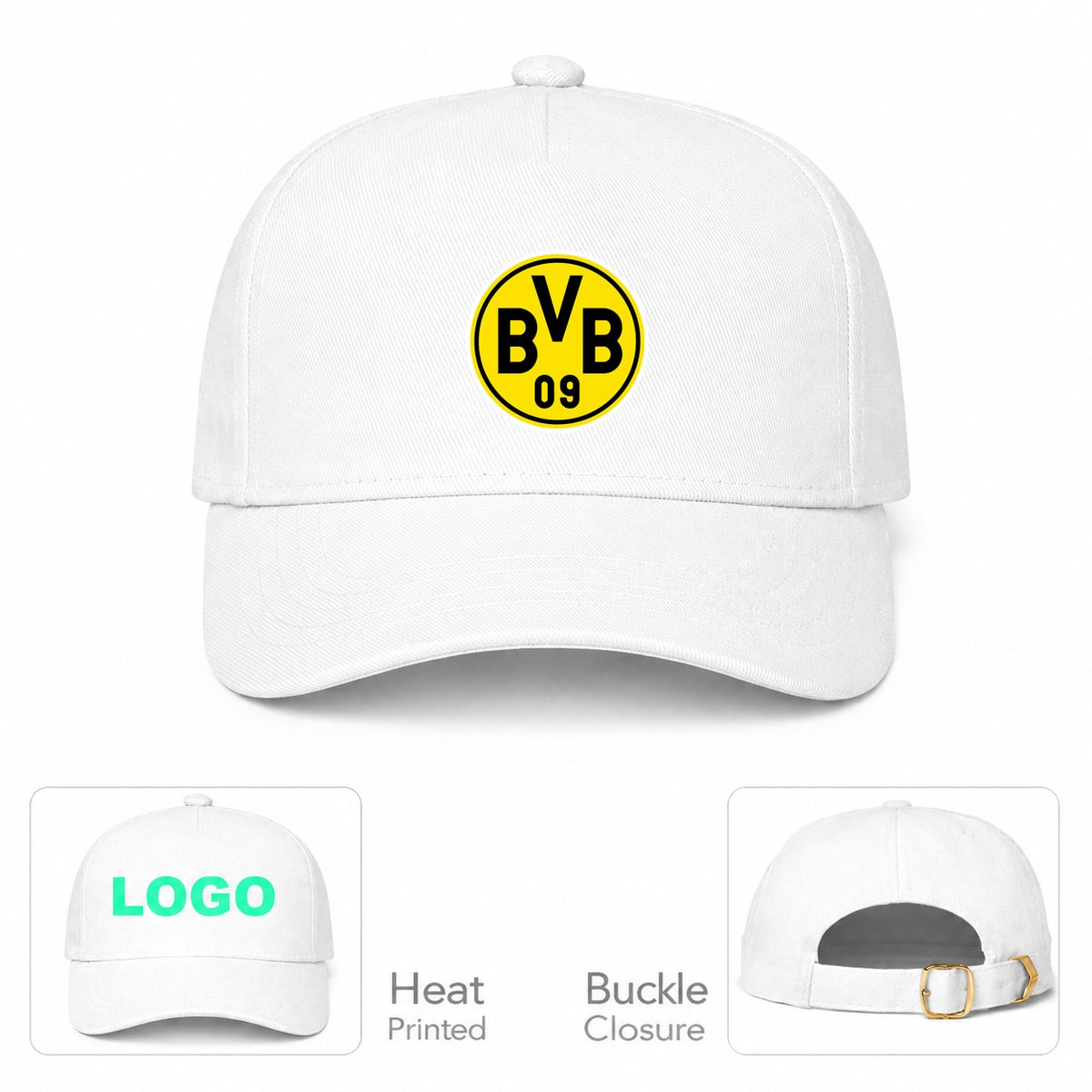 Borussia Dortmund BVB FC Dad Baseball Cap Hat - White