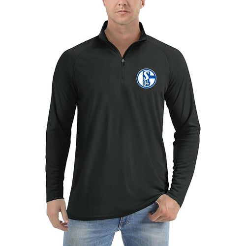 Men's Schalke 04 FC Lightweight Quarter-Zip Athletic Shirt Long Sleeve Performance Wear