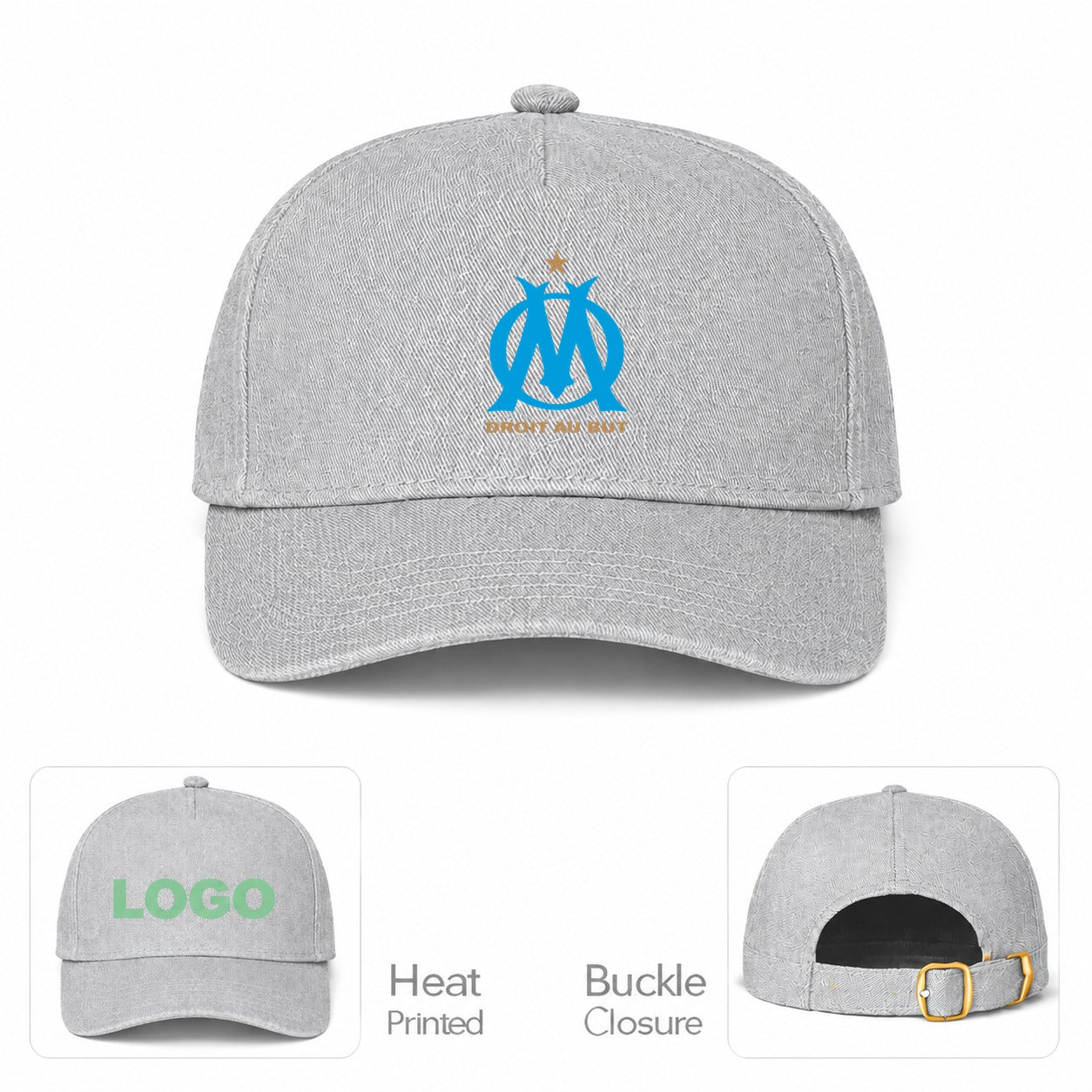 Olympique de Marseille FC Dad Baseball Cap Hat - Gray