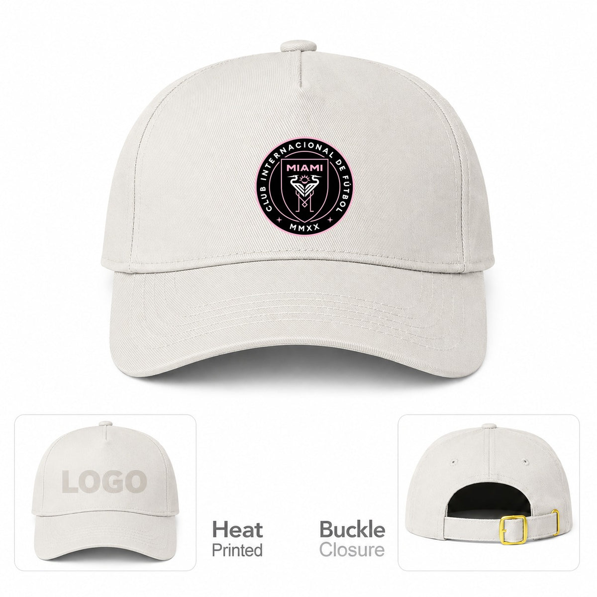 Inter Miami FC Dad Baseball Cap Hat - Beige