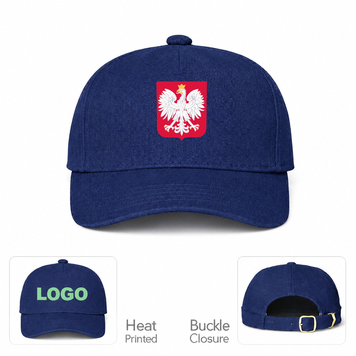 Poland National Soccer Team Dad Baseball Cap Hat - Navy