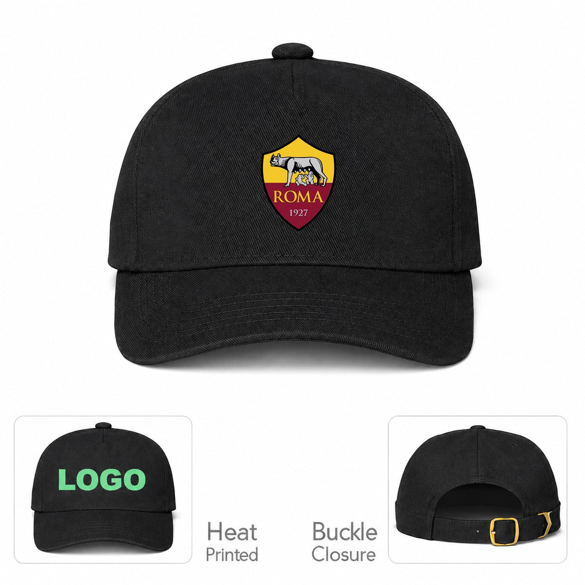 AS Roma FC Dad Baseball Cap Hat - Black