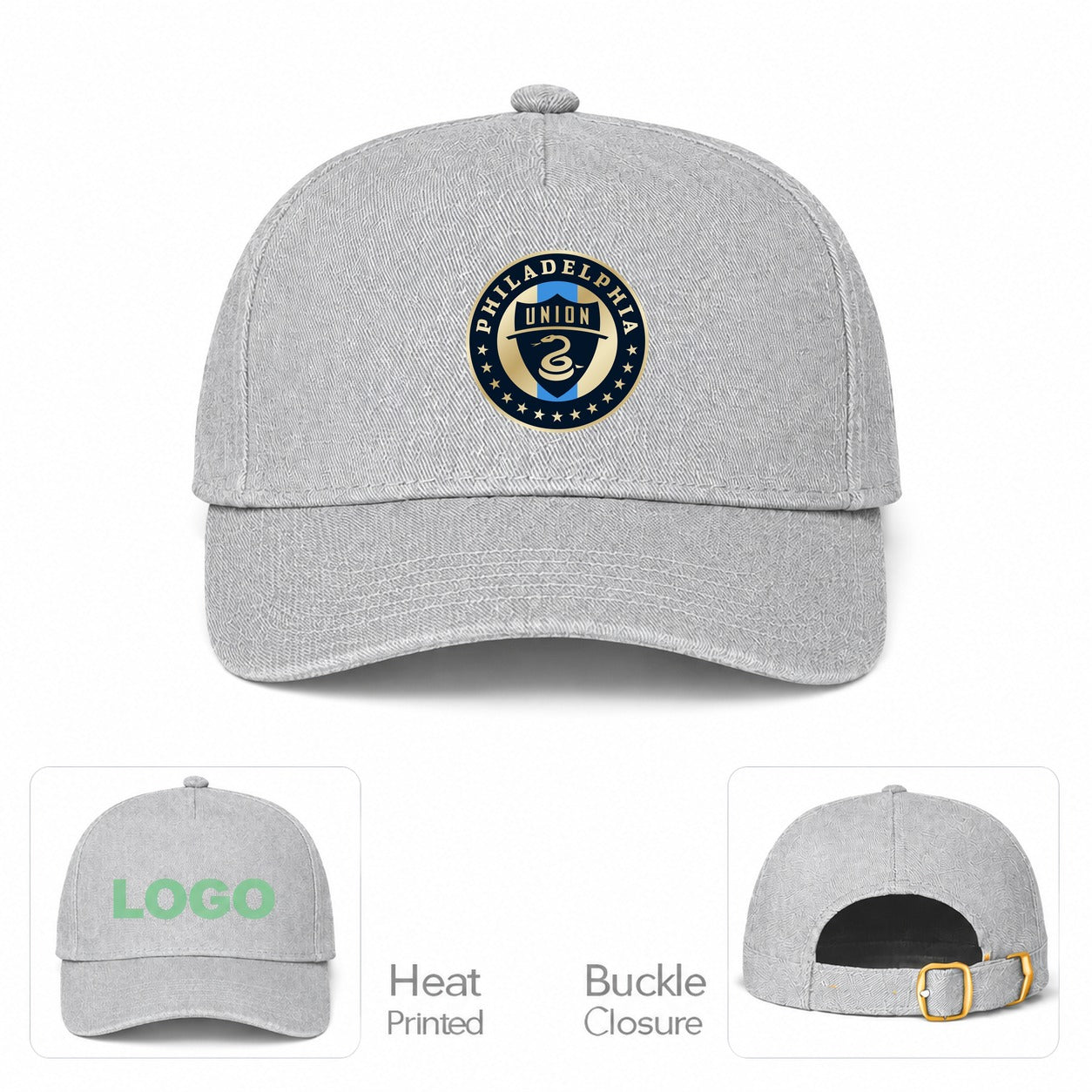 Philadelphia Union FC Dad Baseball Cap Hat - Gray