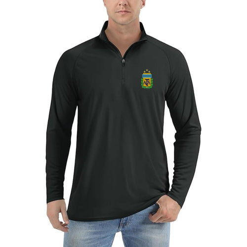Men's Argentina National Soccer Team Lightweight Quarter-Zip Athletic Shirt Long Sleeve Performance Wear
