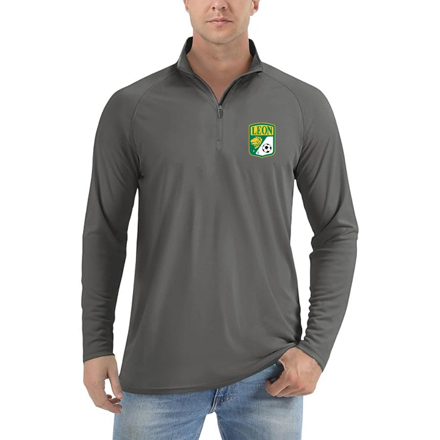Men's Leon FC Lightweight Quarter-Zip Athletic Shirt Long Sleeve Performance Wear - Dark Gray