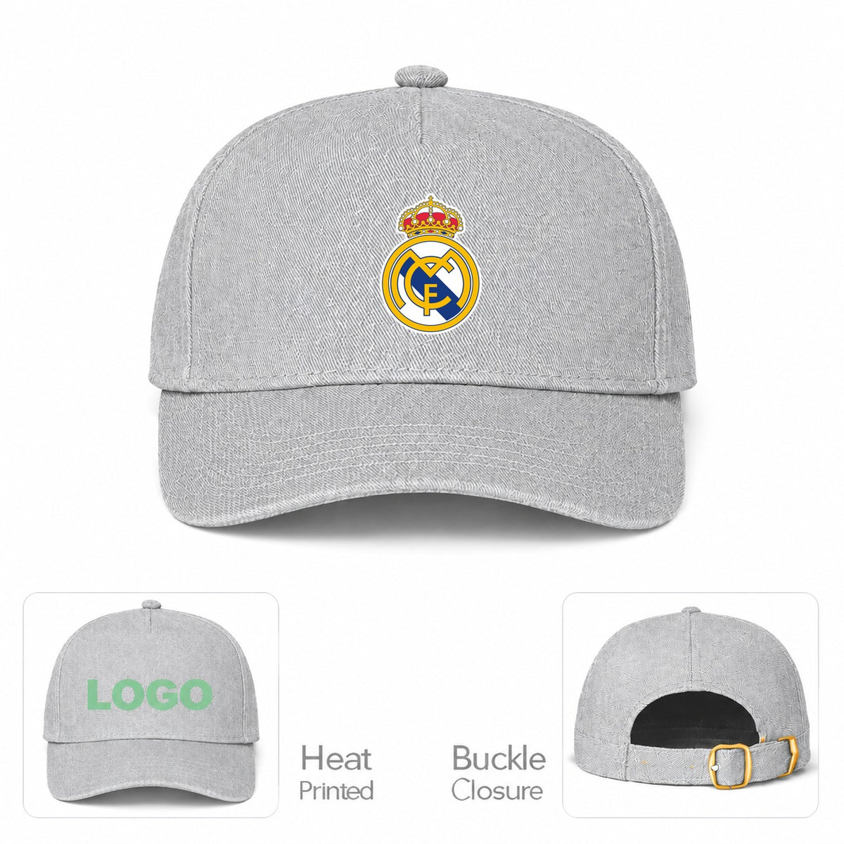 Real Madrid Soccer Dad Baseball Cap Hat - Gray