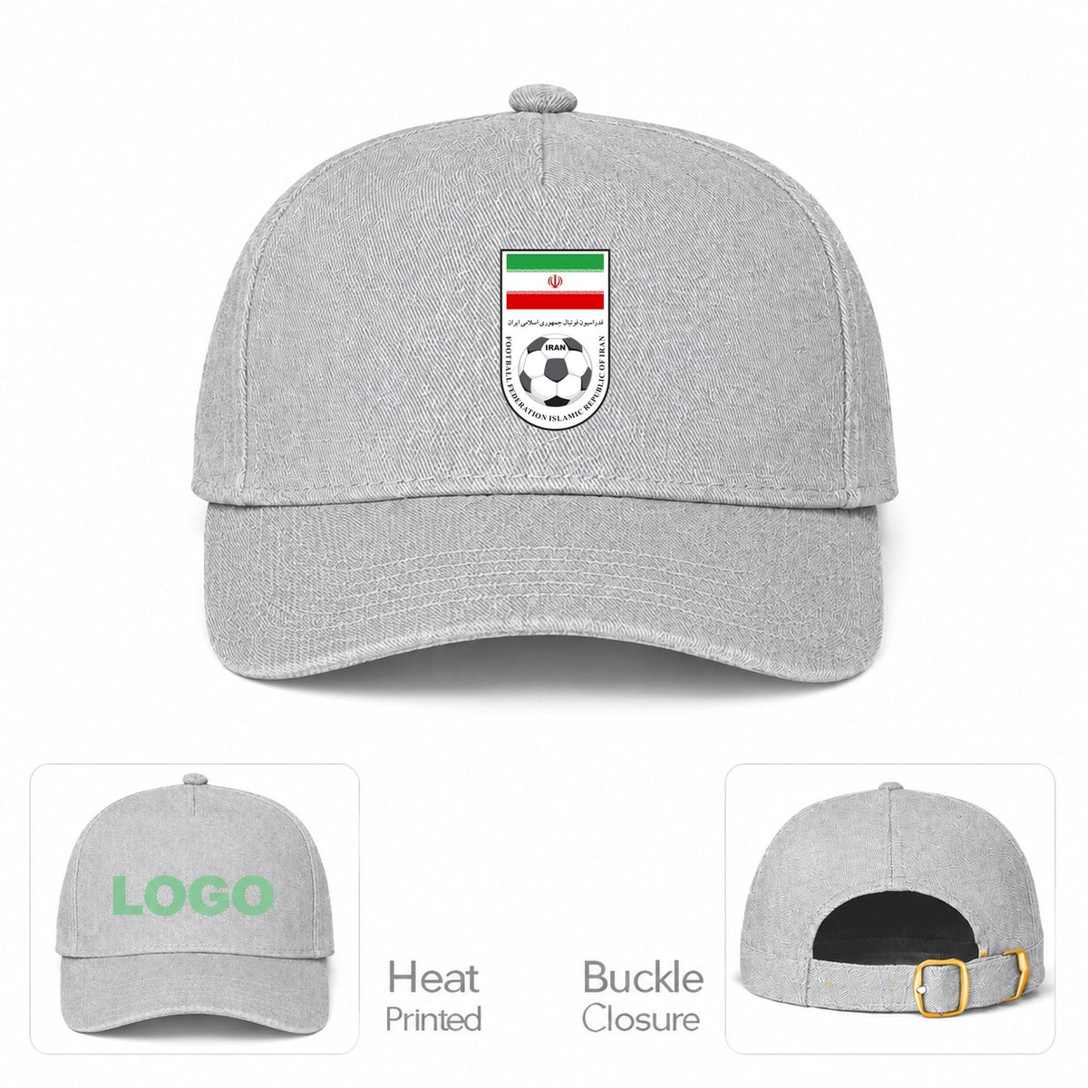 Iran National Soccer Team Dad Baseball Cap Hat - Gray