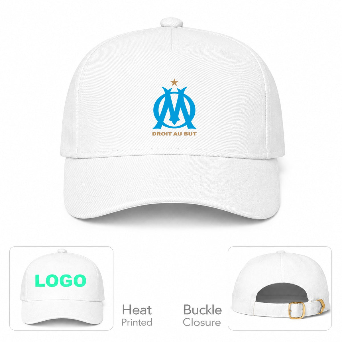 Olympique de Marseille FC Dad Baseball Cap Hat - White