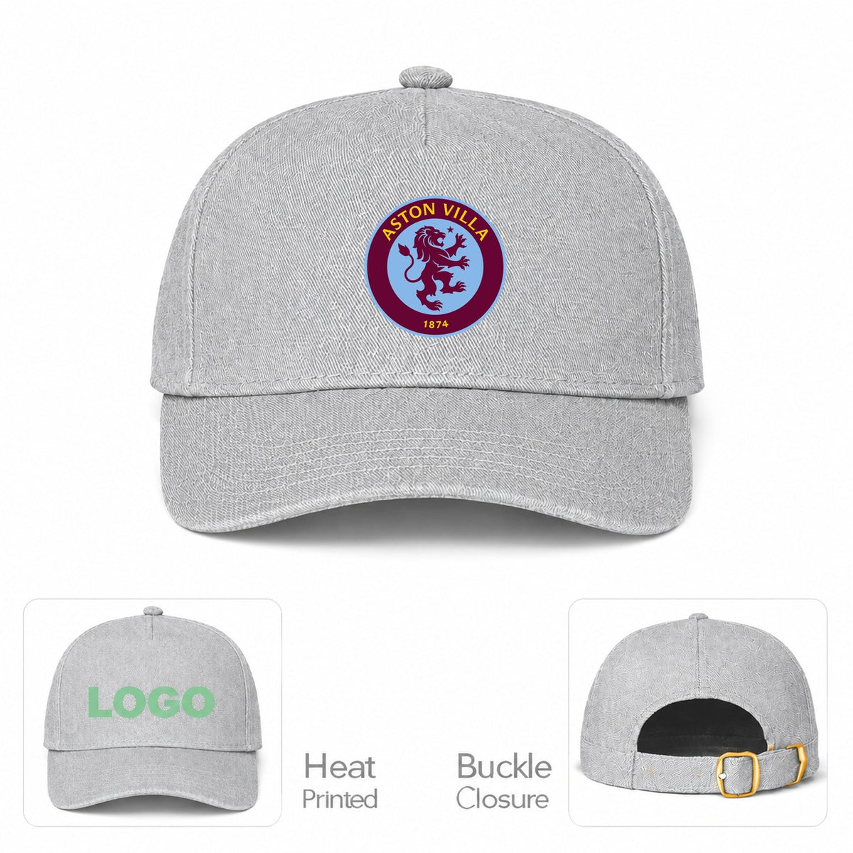 Aston Villa FC Dad Baseball Cap Hat - Gray