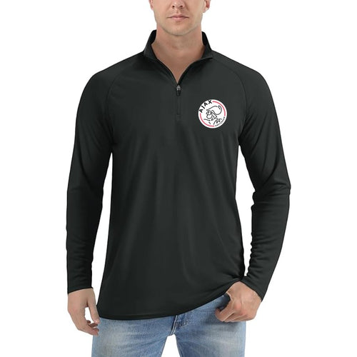 Men's Amsterdamsche FC Ajax Lightweight Quarter-Zip Athletic Shirt Long Sleeve Performance Wear