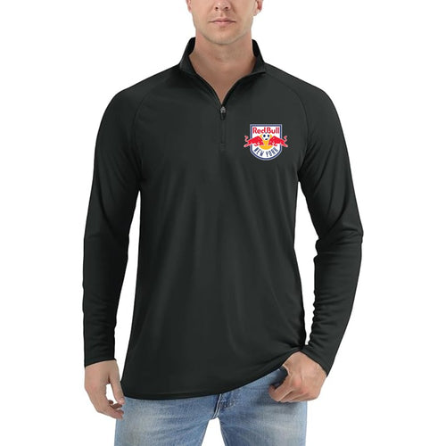 Men's New York Red Bulls FC Lightweight Quarter-Zip Athletic Shirt Long Sleeve Performance Wear