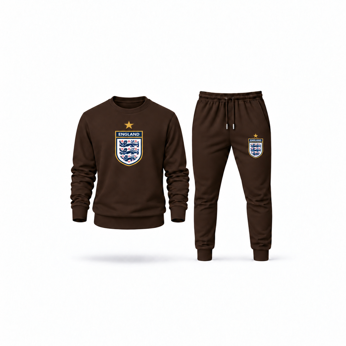 Men's England National Soccer Team Sweatshirt Joggers Set | Color: Brown | Main