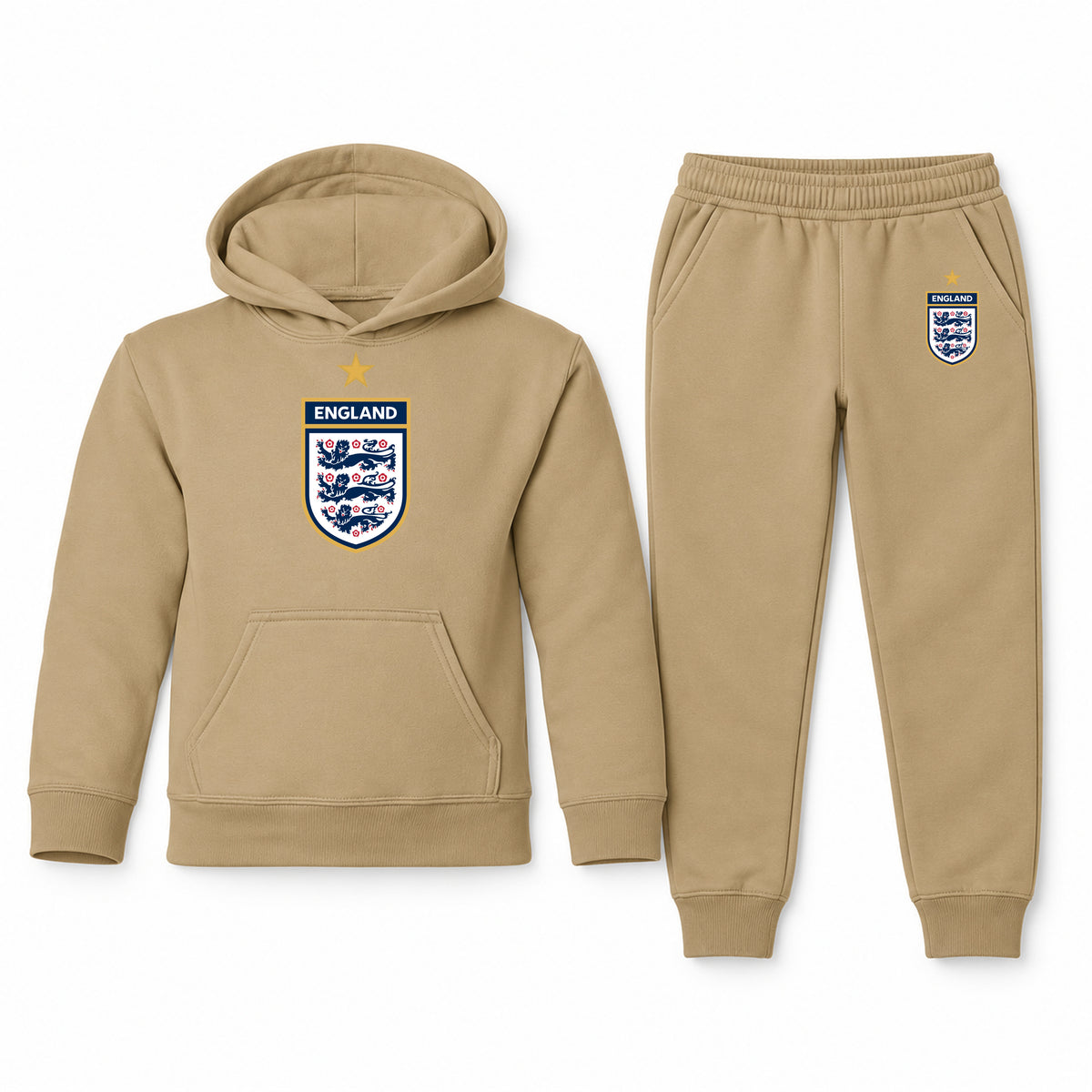 England National Soccer Team youth hoodie jogger set, Khaki, Youth Large ages 10–12