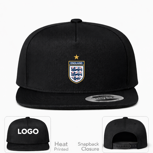 England National Soccer Team Snapback Hat | Color: Black | Original artwork on Drive garment