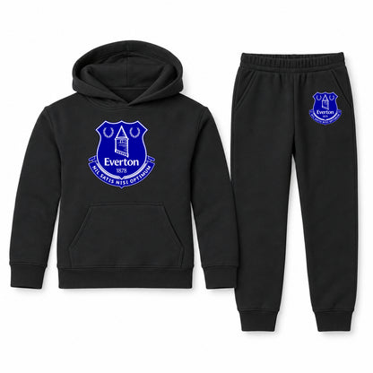 Everton FC youth hoodie jogger set, Black, Youth Large ages 10–12