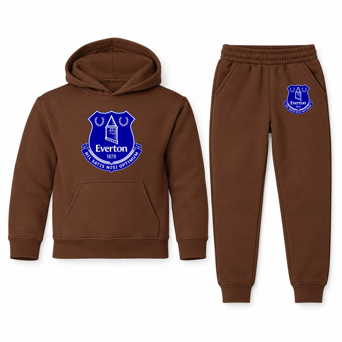 Everton FC youth hoodie jogger set, Brown, Youth Large ages 10–12