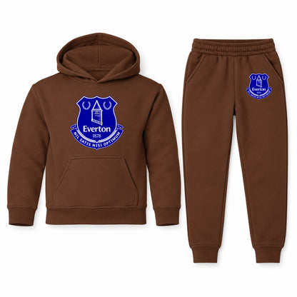Everton FC youth hoodie jogger set, Brown, Youth Large ages 10–12