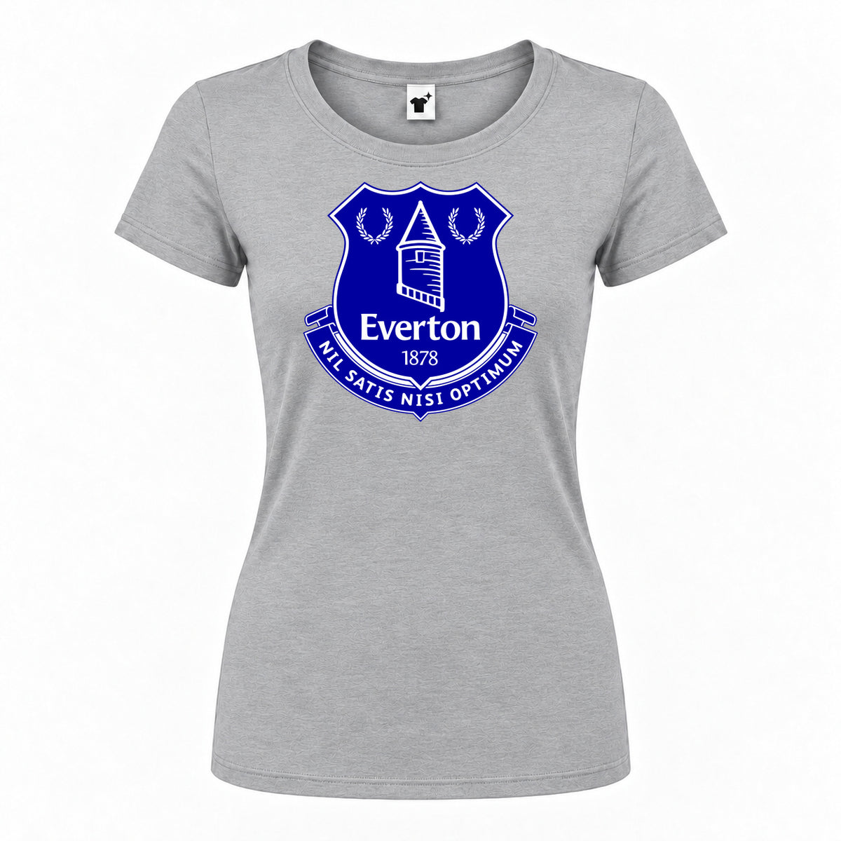 Women's Everton FC Round Neck T-Shirt — Grey — original logo on current Drive garment