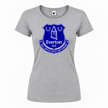 Women's Everton FC Round Neck T-Shirt — Grey — original logo on current Drive garment