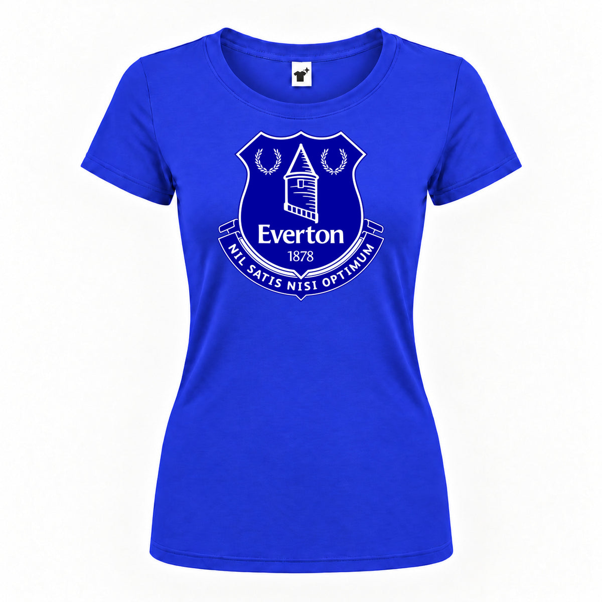 Women's Everton FC Round Neck T-Shirt — Royal Blue — original logo on current Drive garment