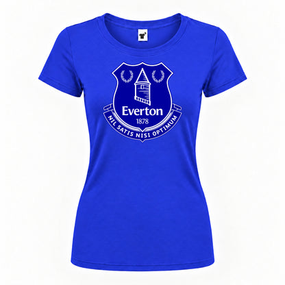 Women's Everton FC Round Neck T-Shirt — Royal Blue — original logo on current Drive garment