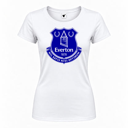 Women's Everton FC Round Neck T-Shirt — White — original logo on current Drive garment