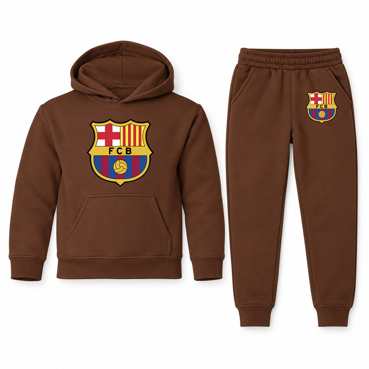 F.C. Barcelona Soccer youth hoodie jogger set, Brown, Youth Large ages 10–12