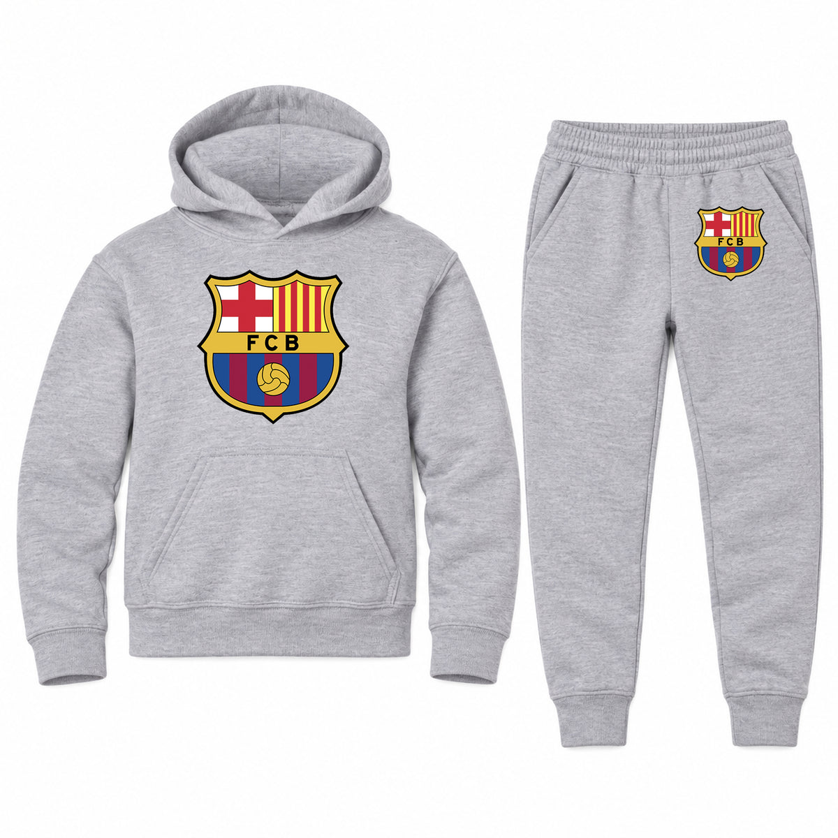 F.C. Barcelona Soccer youth hoodie jogger set, Sports Grey, Youth Large ages 10–12