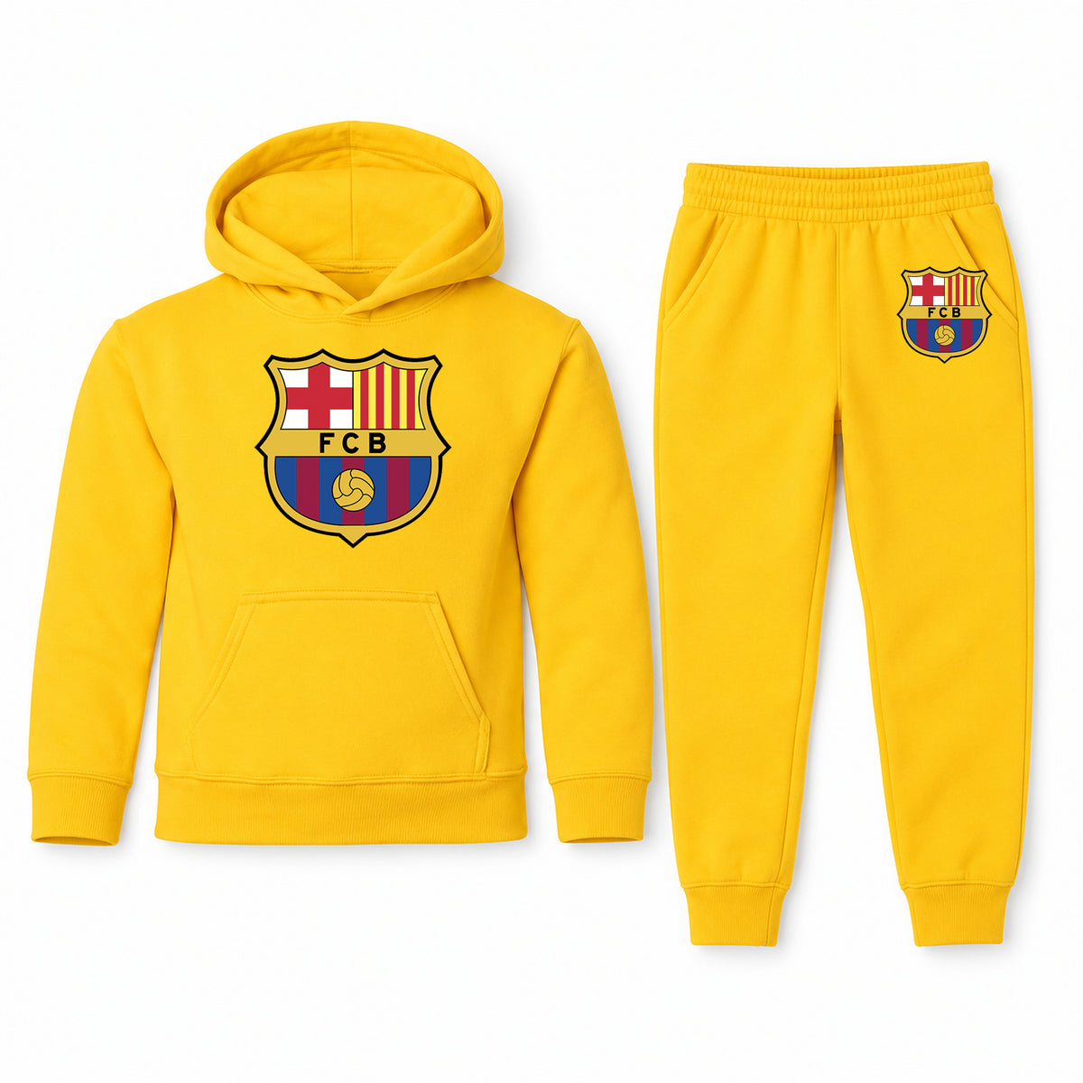 F.C. Barcelona Soccer youth hoodie jogger set, Yellow, Youth Large ages 10–12