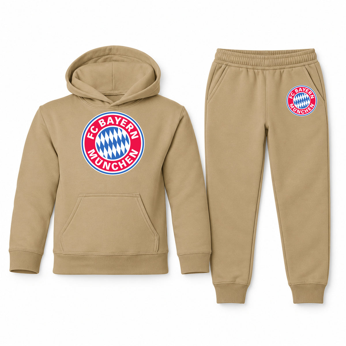F.C. Bayern Munchen Soccer youth hoodie jogger set, Khaki, Youth Large ages 10–12