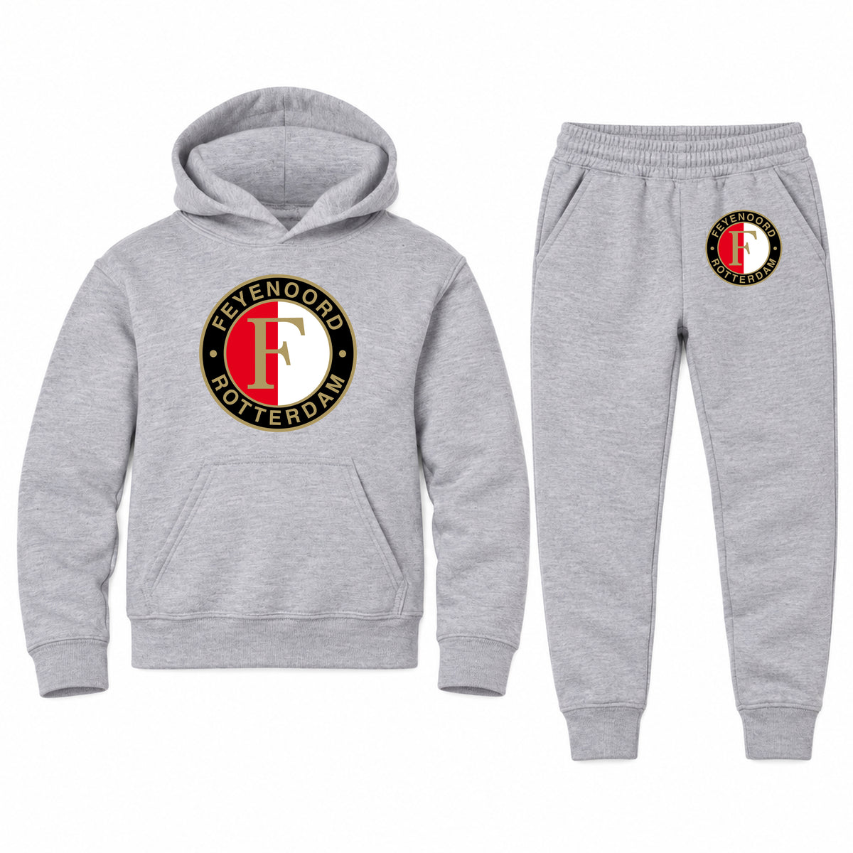 Feyenoord FC youth hoodie jogger set, Sports Grey, Youth Large ages 10–12