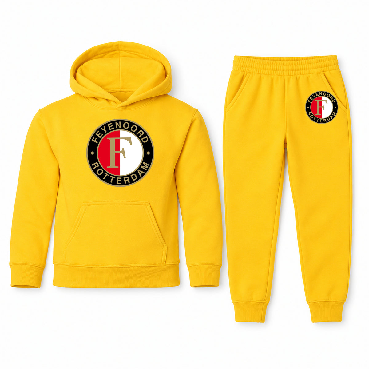 Feyenoord FC youth hoodie jogger set, Yellow, Youth Large ages 10–12