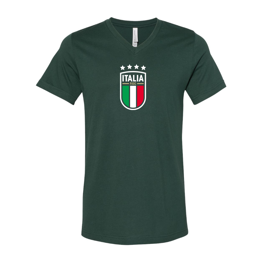 Men’s Italy National Soccer Team  - BELLA + CANVAS - Jersey V-Neck Tee - 3005