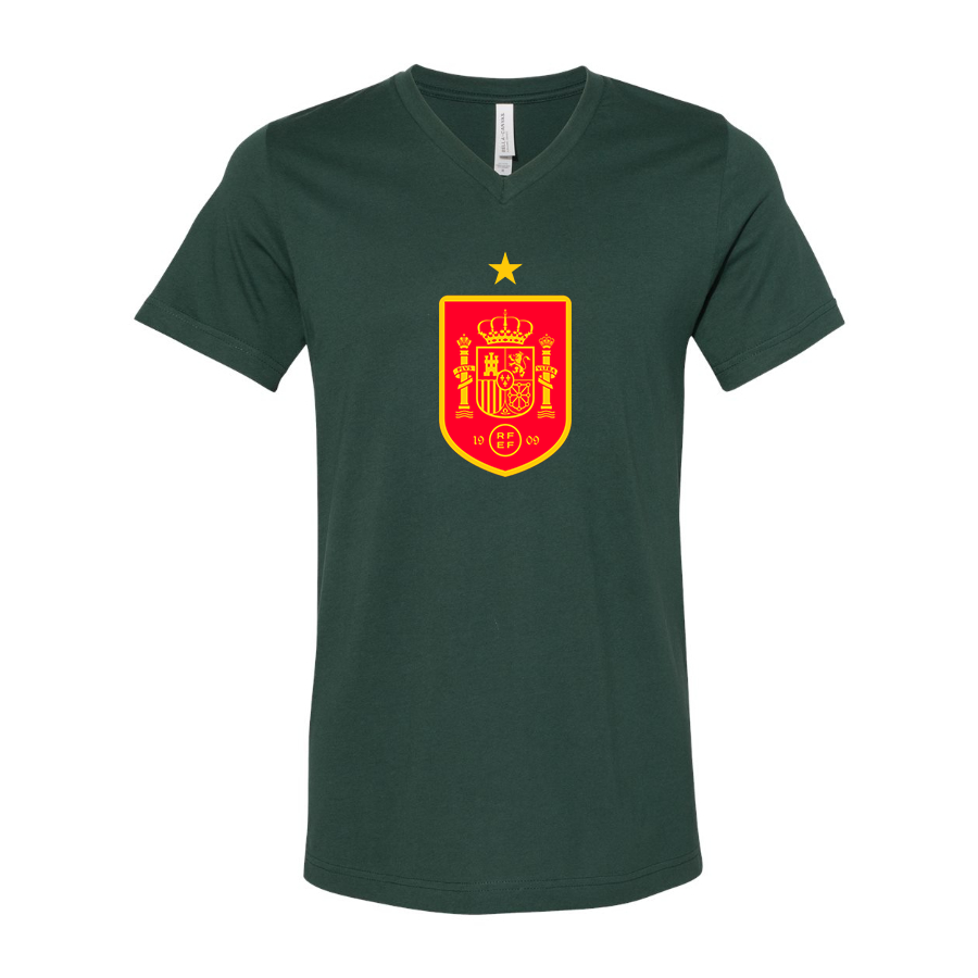 Men’s Spain Red Logo National Soccer Team   - BELLA + CANVAS - Jersey V-Neck Tee - 3005