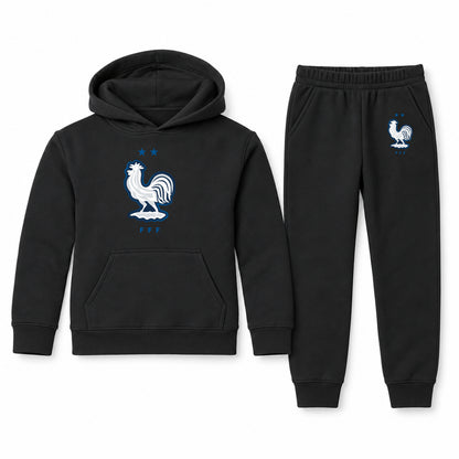 France National Soccer Team youth hoodie jogger set, Black, Youth Large ages 10–12