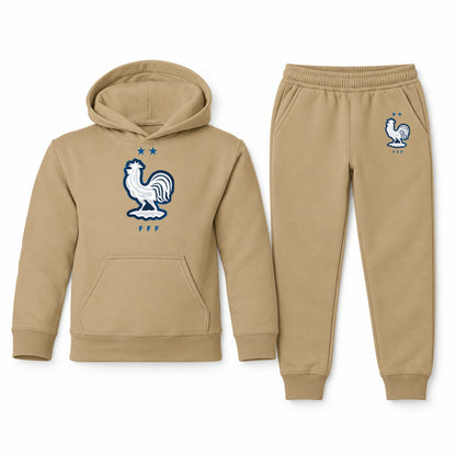France National Soccer Team youth hoodie jogger set, Khaki, Youth Large ages 10–12