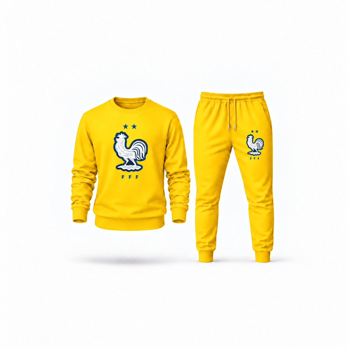 Men's France National Soccer Team Sweatshirt Joggers Set | Color: Yellow | Main