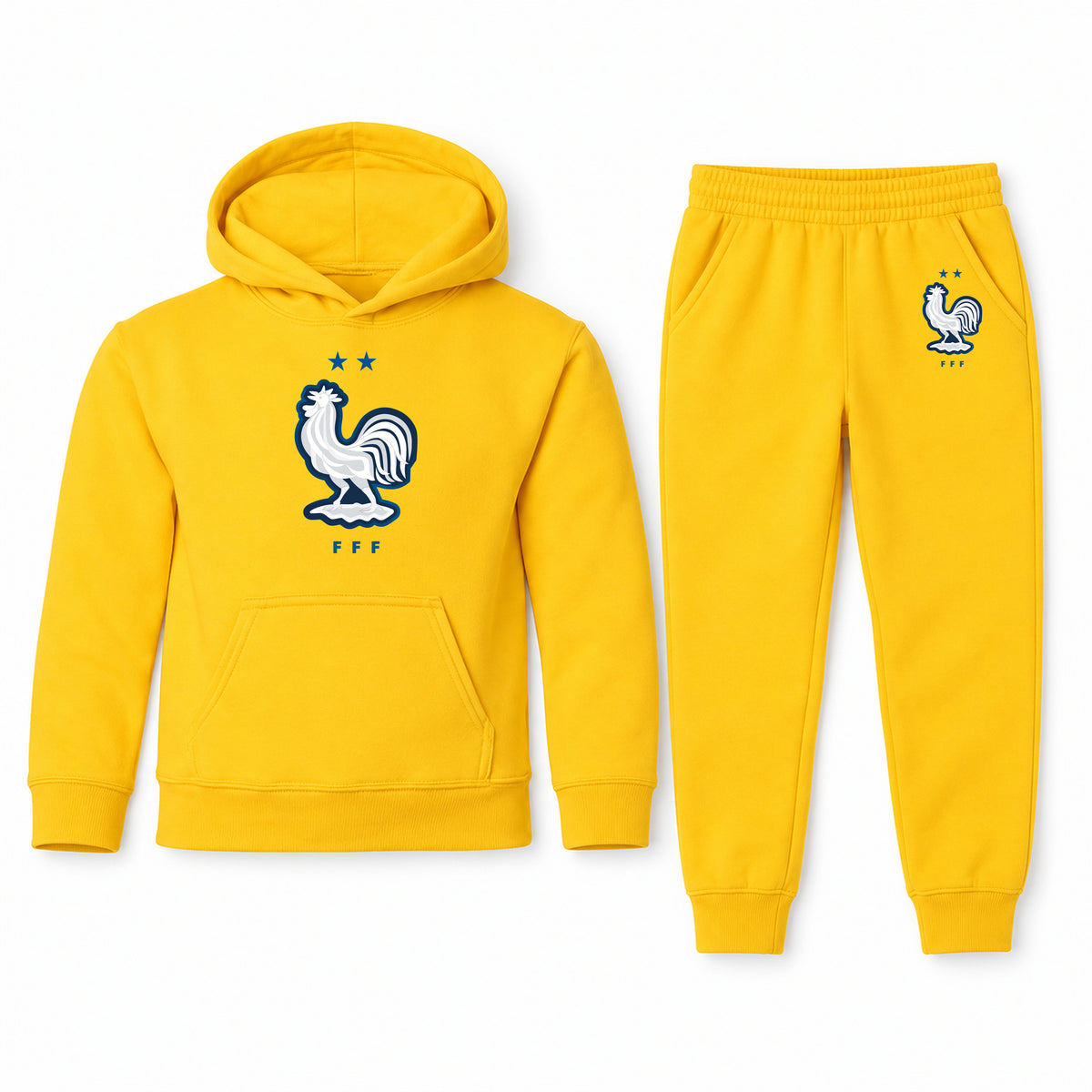 France National Soccer Team youth hoodie jogger set, Yellow, Youth Large ages 10–12