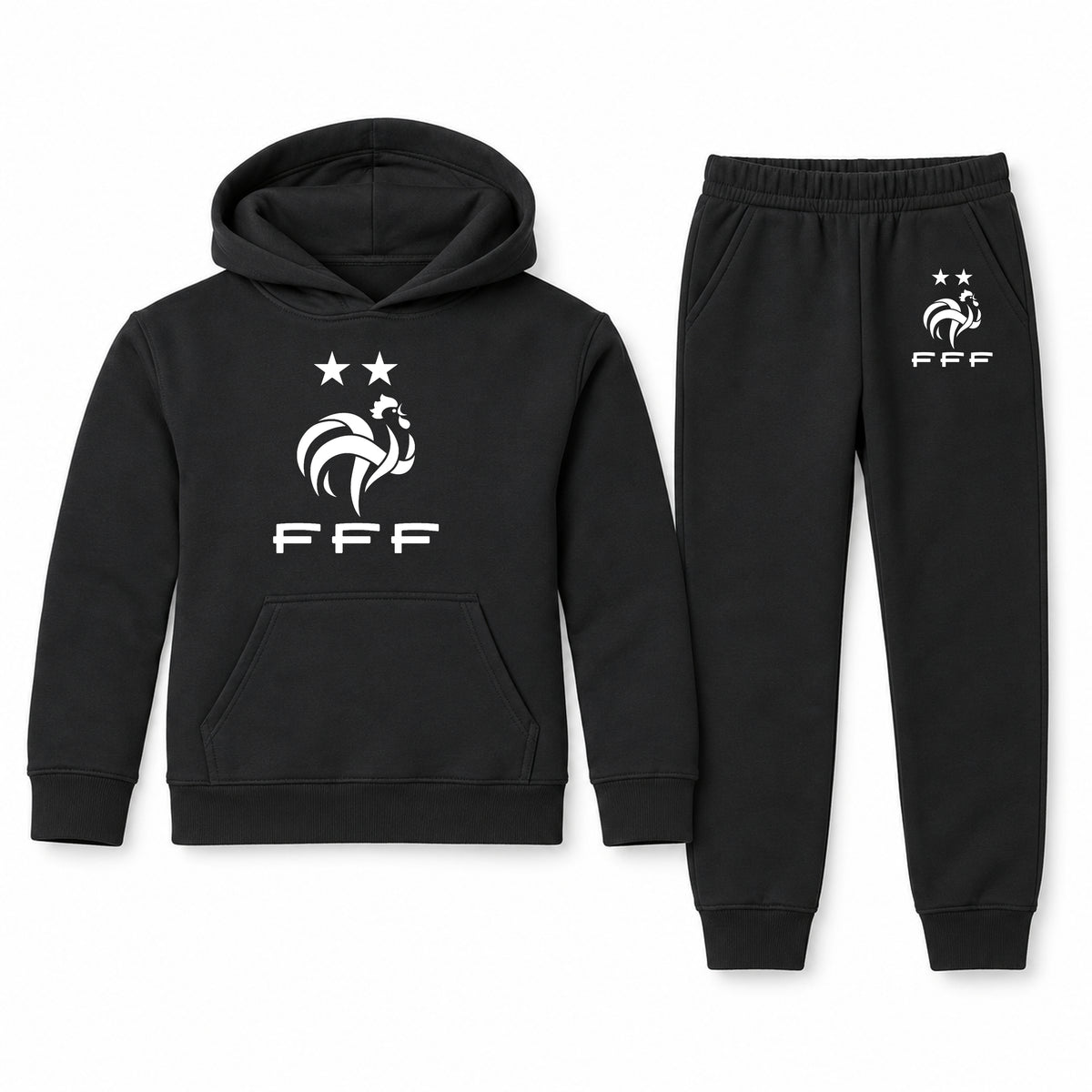 France Soccer youth hoodie jogger set, Black, Youth Large ages 10–12