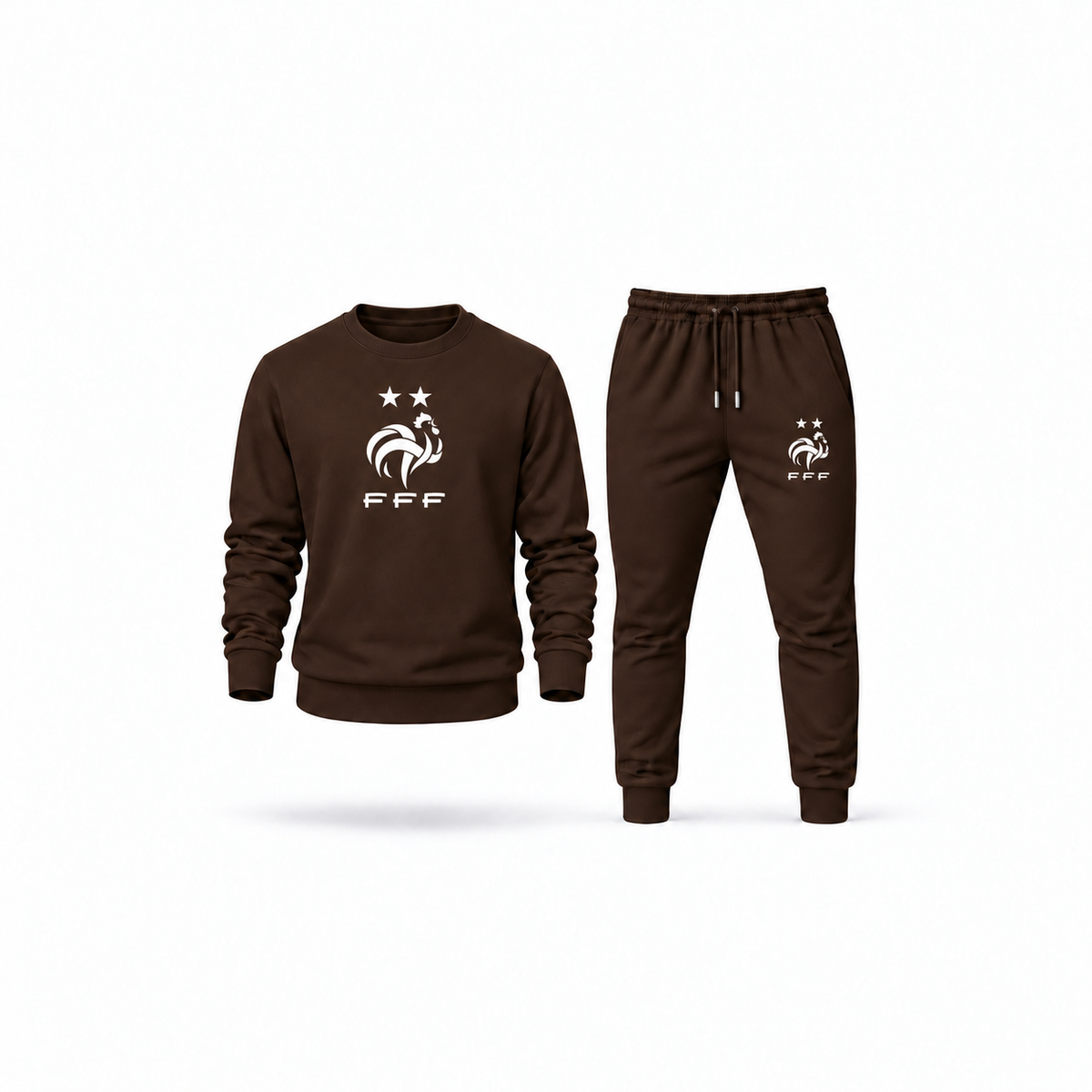 Men's France Soccer Sweatshirt Joggers Set | Color: Brown | Main
