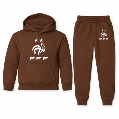 France Soccer youth hoodie jogger set, Brown, Youth Large ages 10–12