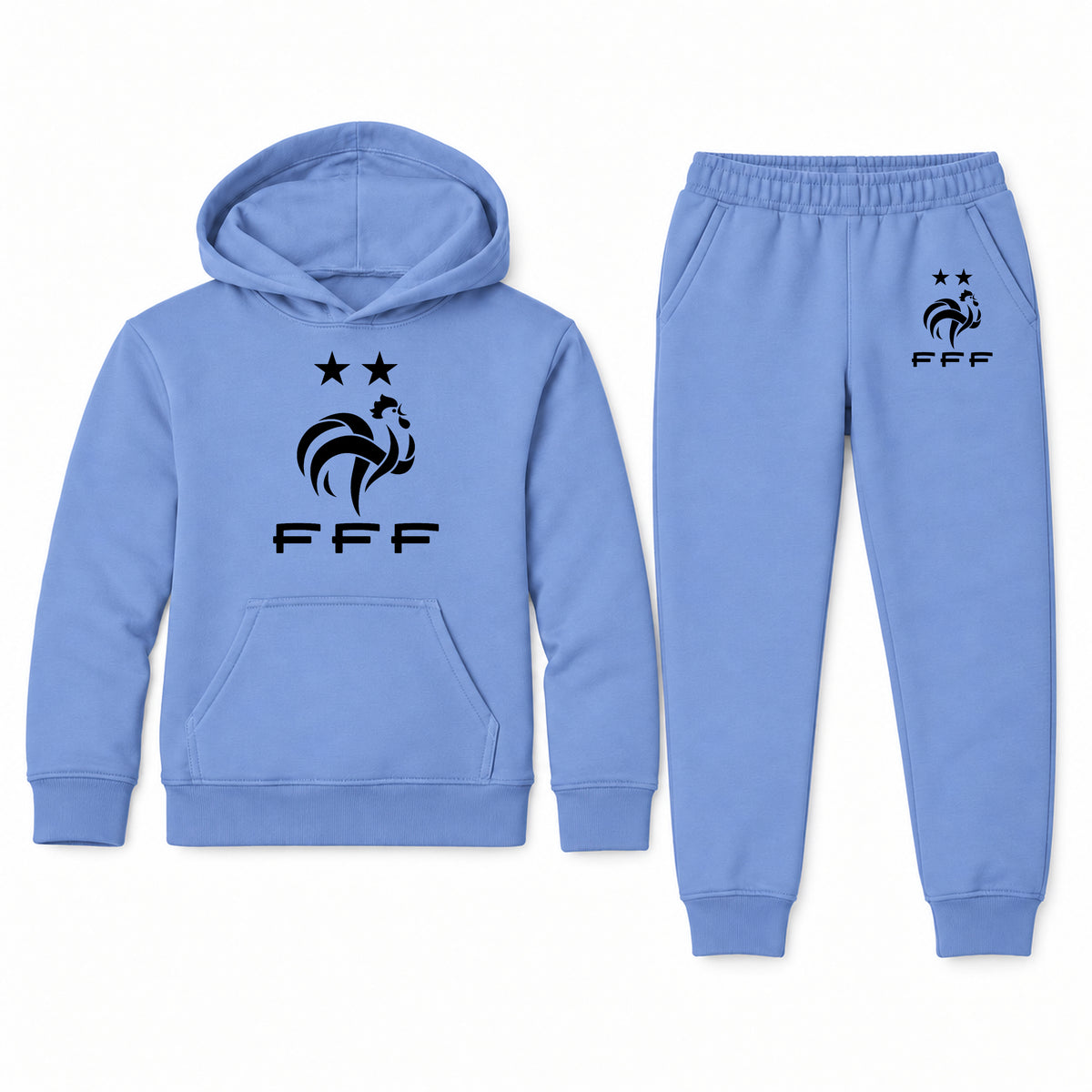 France Soccer youth hoodie jogger set, Carolina Blue, Youth Large ages 10–12